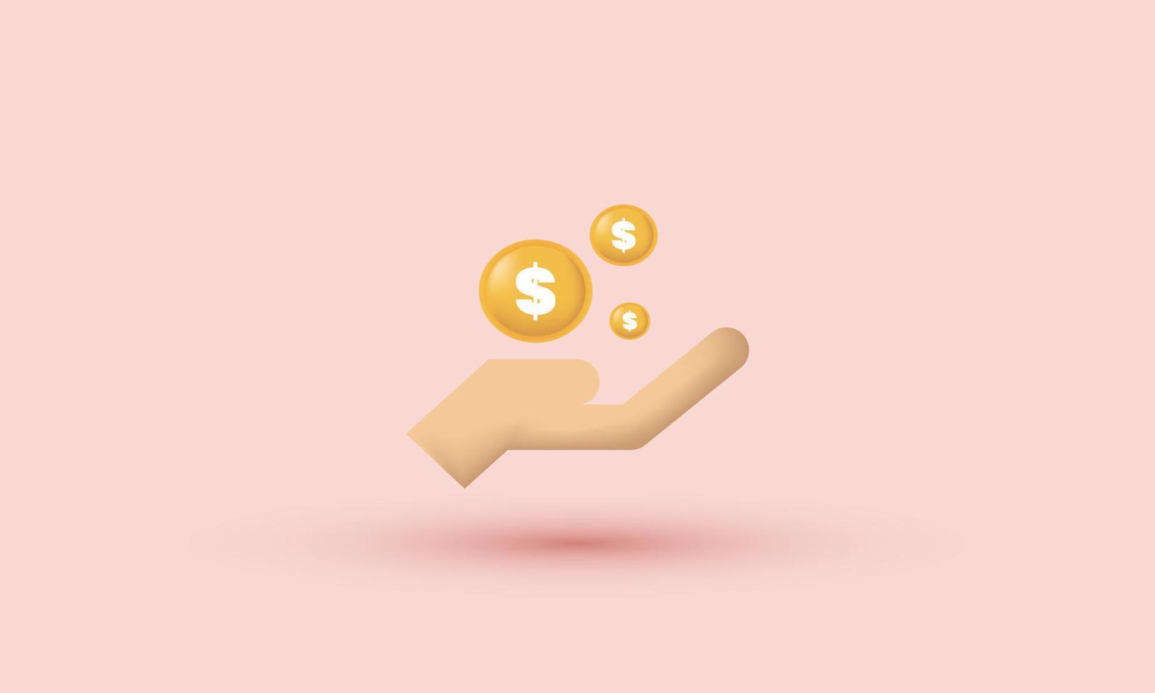 3d realistic cartoon vector coin donation icon trendy modern style object symbols isolated on background