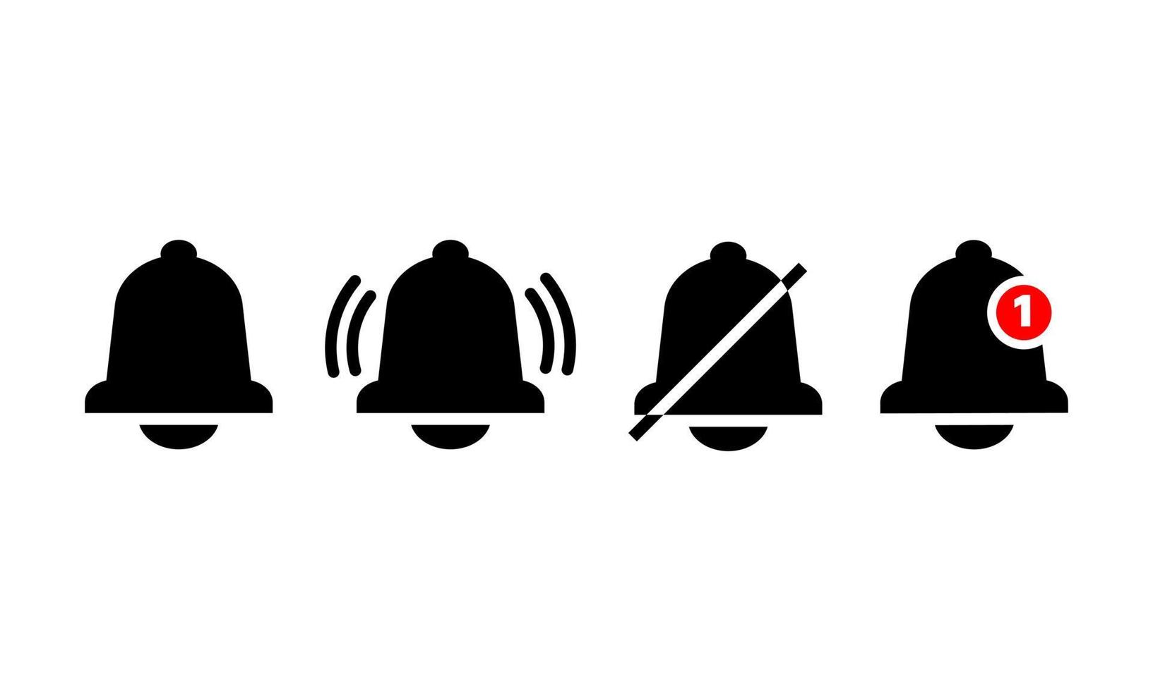 Set of bell icon notification icon. Vector illustration of bell icons with the different status. New message vector illustration