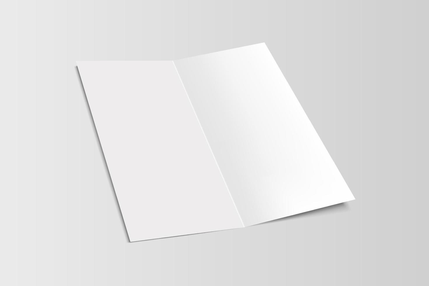 Blank brochure mockup template. Template of open portrait brochure isolated on grey background vector