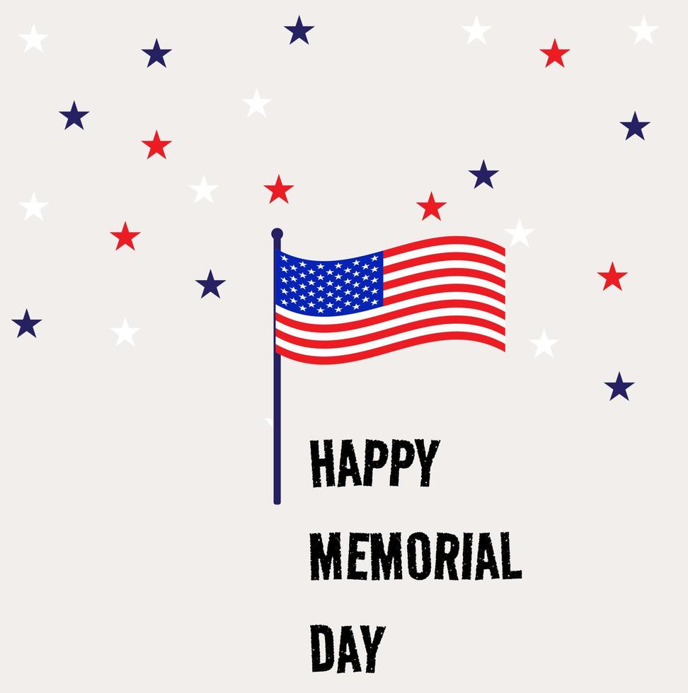 Flag USA with star red and blue background happy memory day.For design bangkround,poster,etc. vector