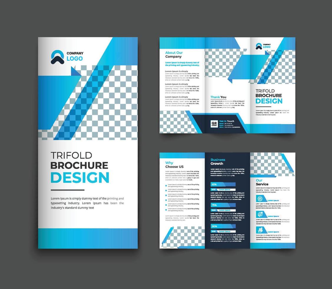 Creative trifold business brochure template design with modern gradient vector