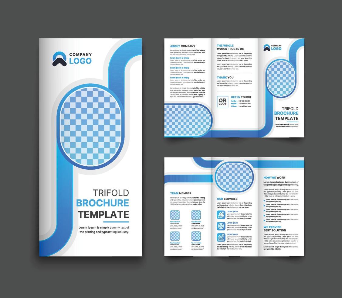 Creative trifold business brochure template design with modern gradient vector