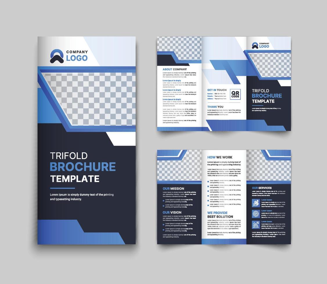 Creative trifold business brochure with modern shape vector