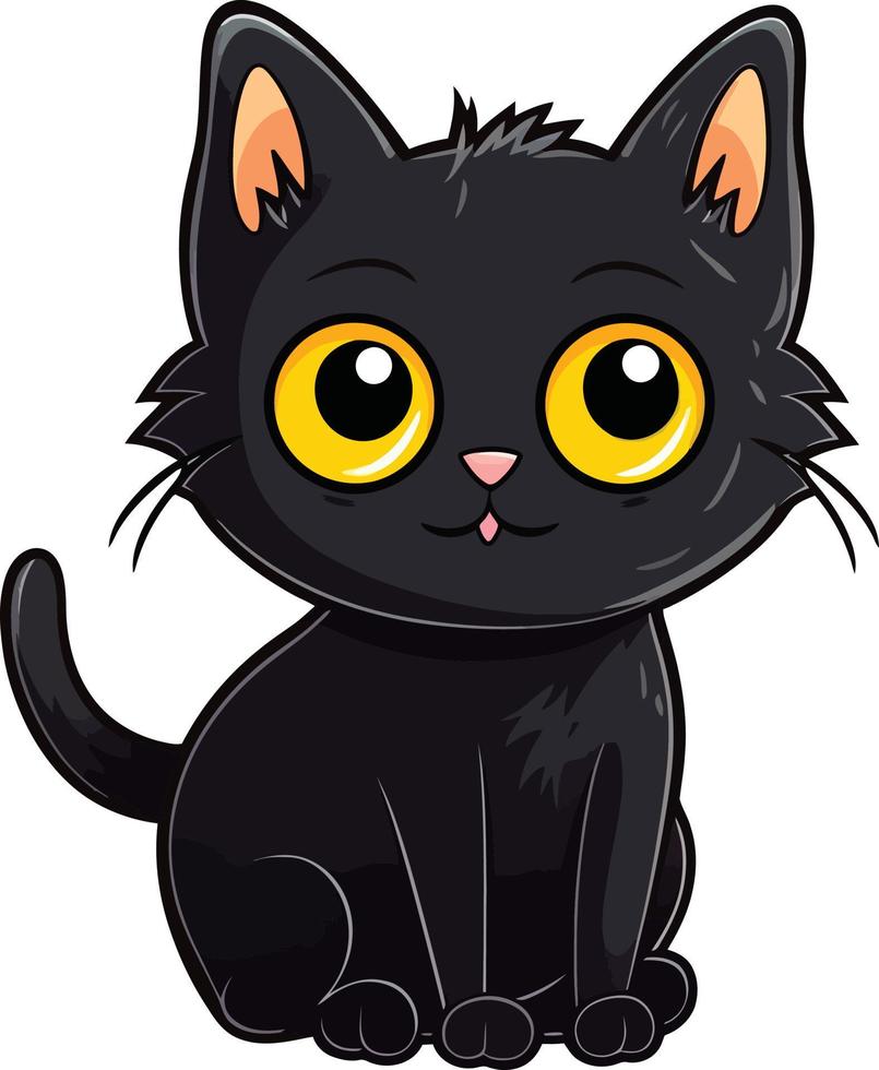 linda negro gato mascota vector dibujos animados estilo