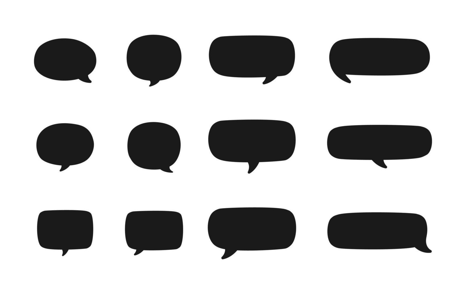 Speech bubble silhouette set. Comic speech bubble icons. Simple Flat Vector illustration