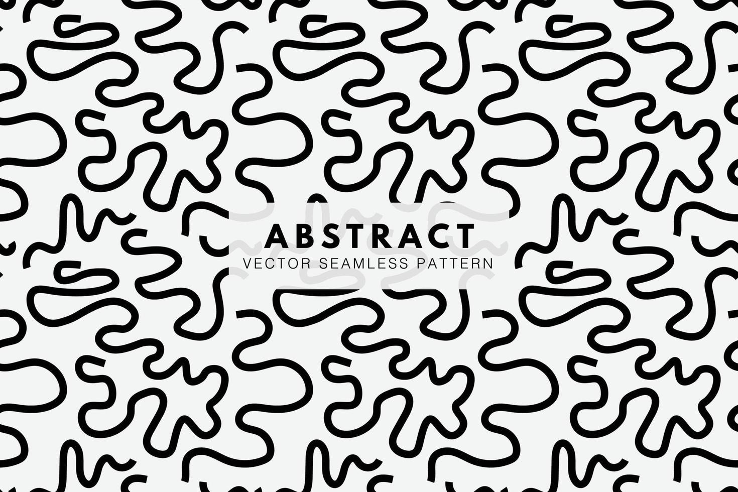 Wavy doodle black lines abstract seamless repeating pattern vector