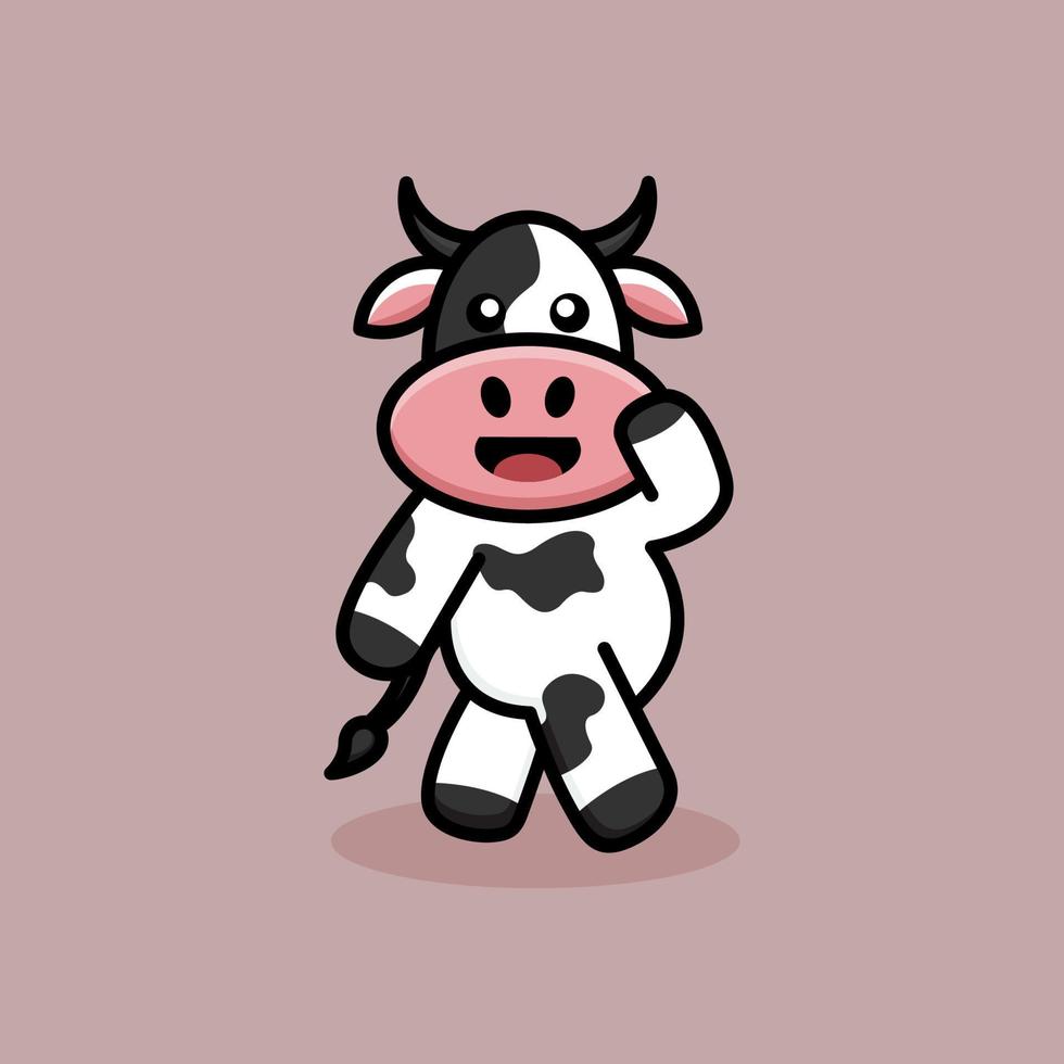 Cute Laugh Cow Logo Design vector