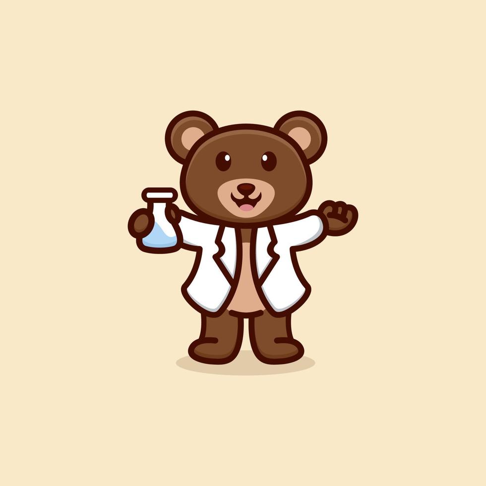 Cute Doctor Bear Logo Design vector