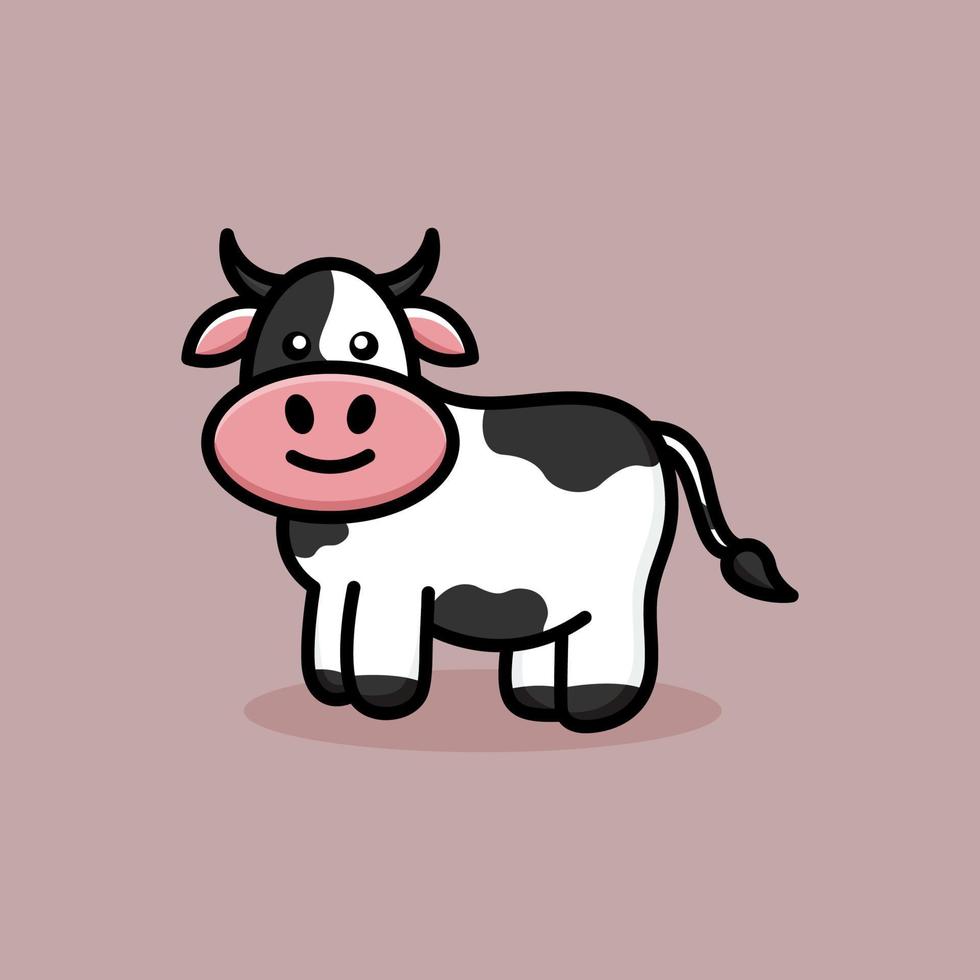 Cute Stand Cow Logo Design vector