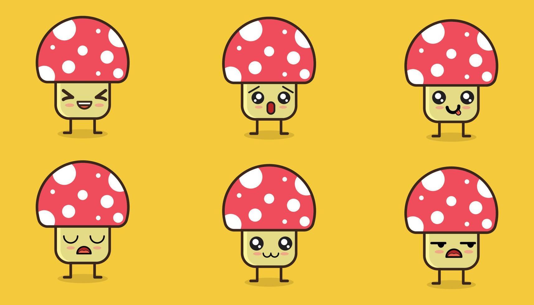 mushroom emoticons with various funny expressions. suitable for various needs vector