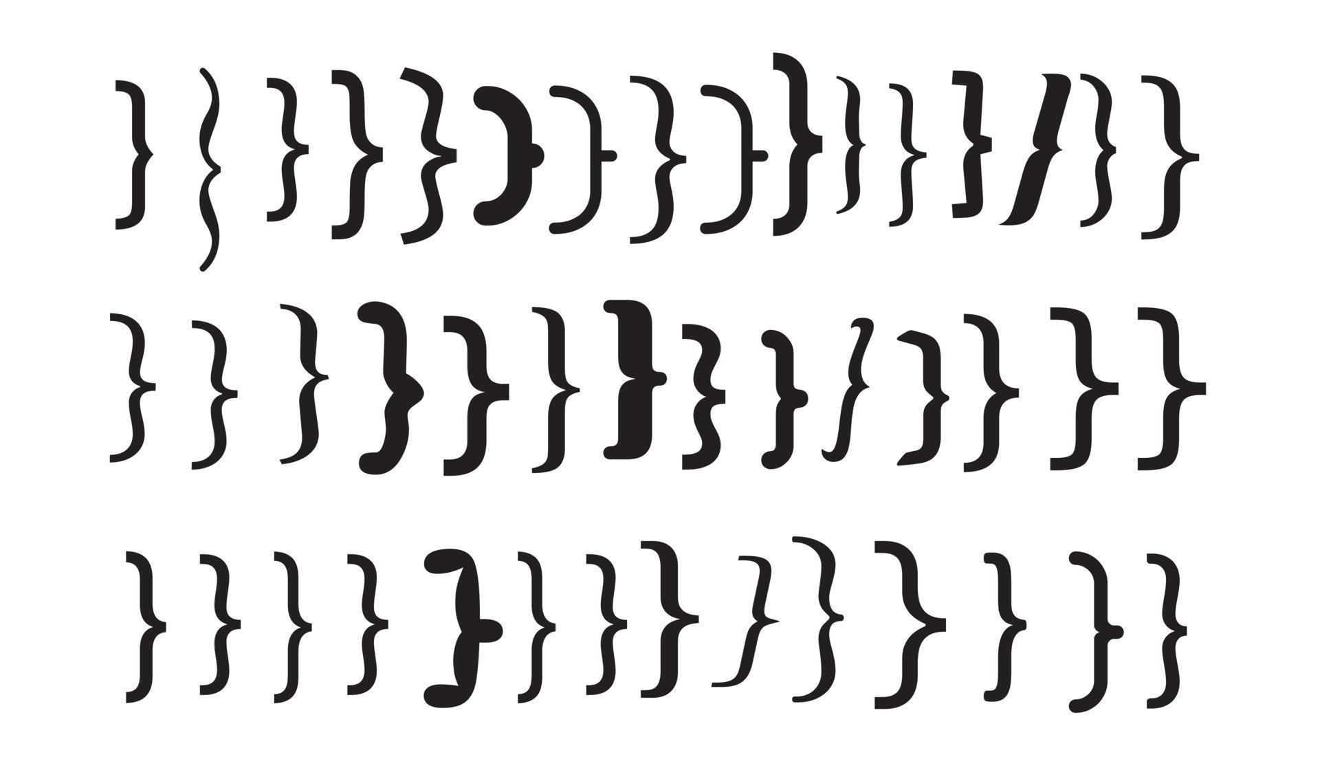 Set of braces or curly brackets icon 23006828 Vector Art at Vecteezy