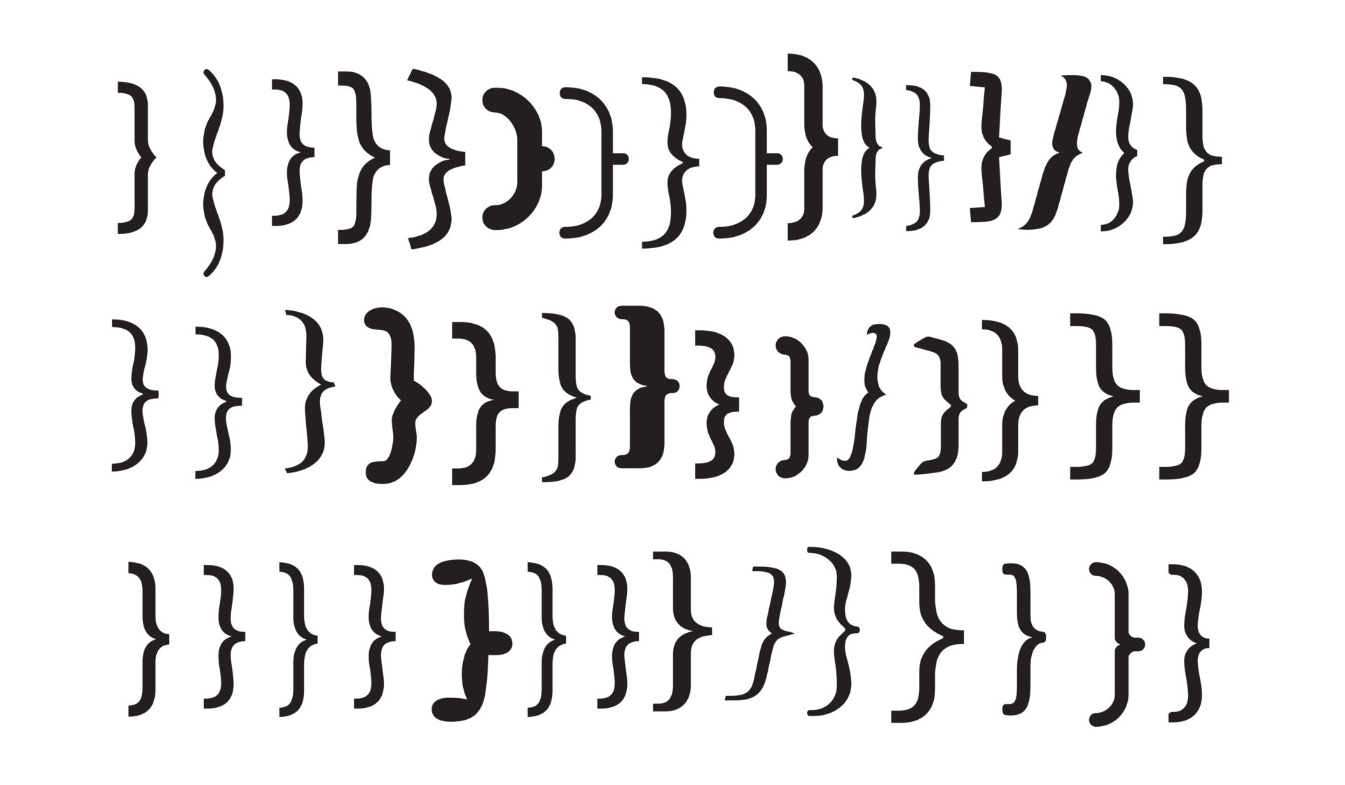Set of braces or curly brackets icon 23006828 Vector Art at Vecteezy