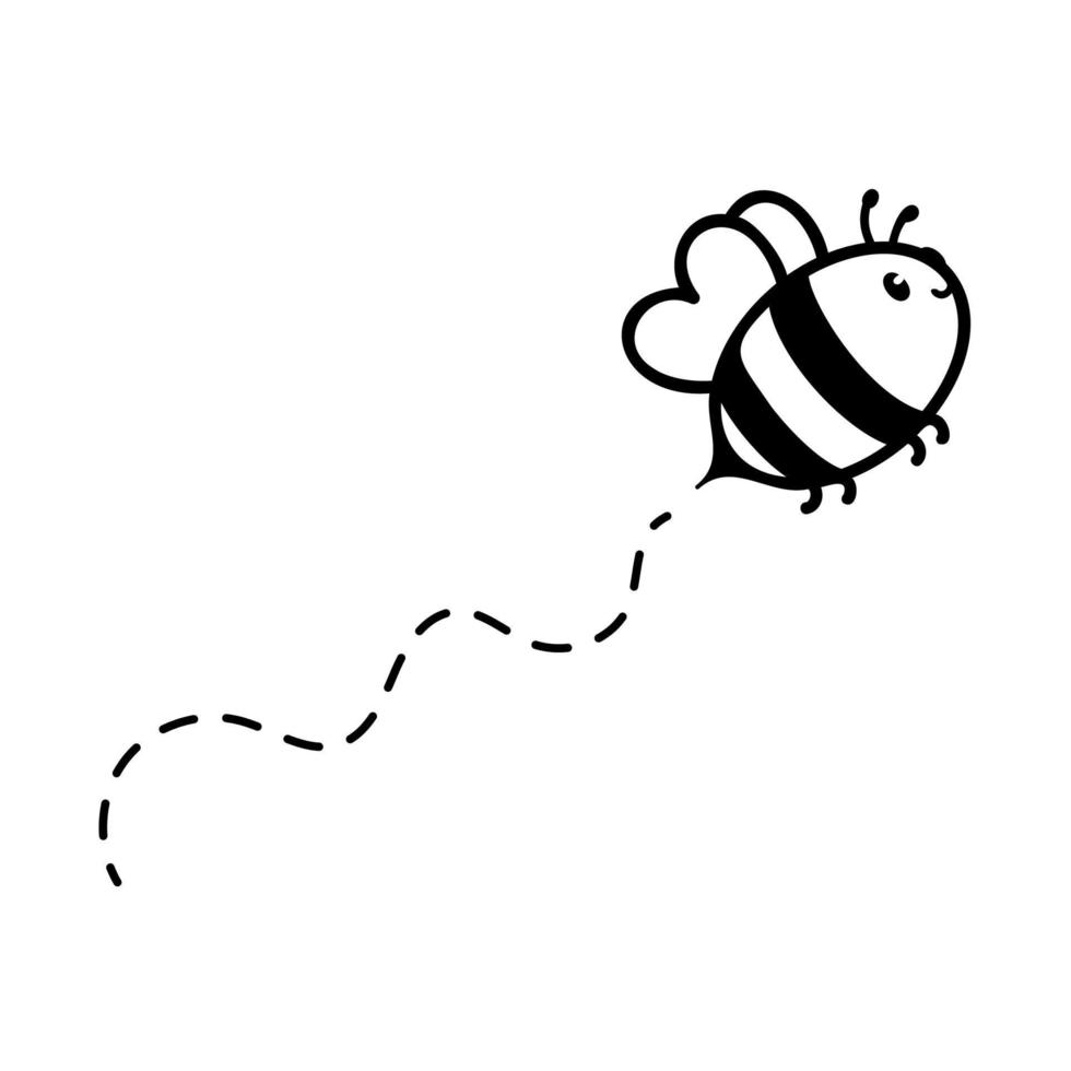 cartoon cute little bee flying on the dotted line to find sweet honey vector