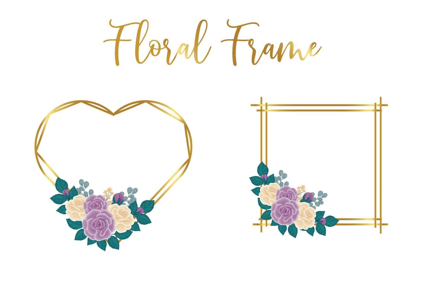 Floral Frame Rose Flower Design Template, Digital watercolor hand drawn vector