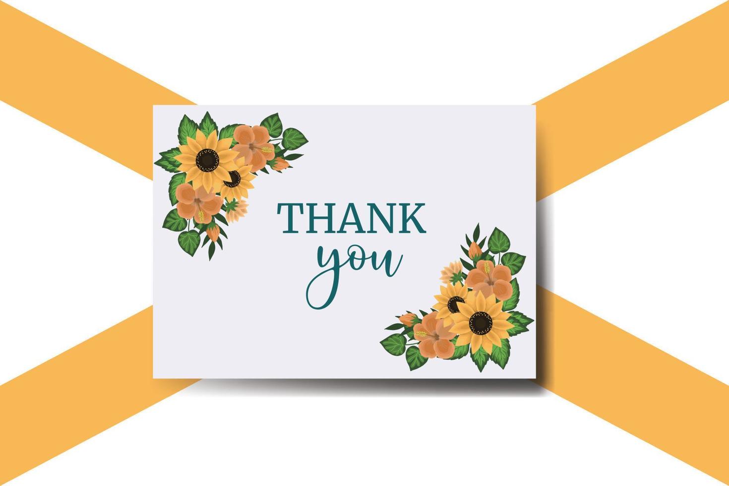 Thank you card Greeting Card Sunflower Design Template vector