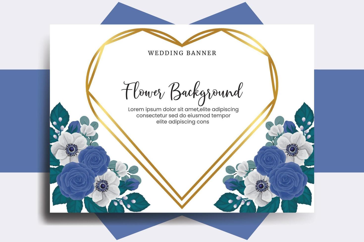 Wedding banner flower background, Digital watercolor hand drawn Blue Rose Flower design Template vector