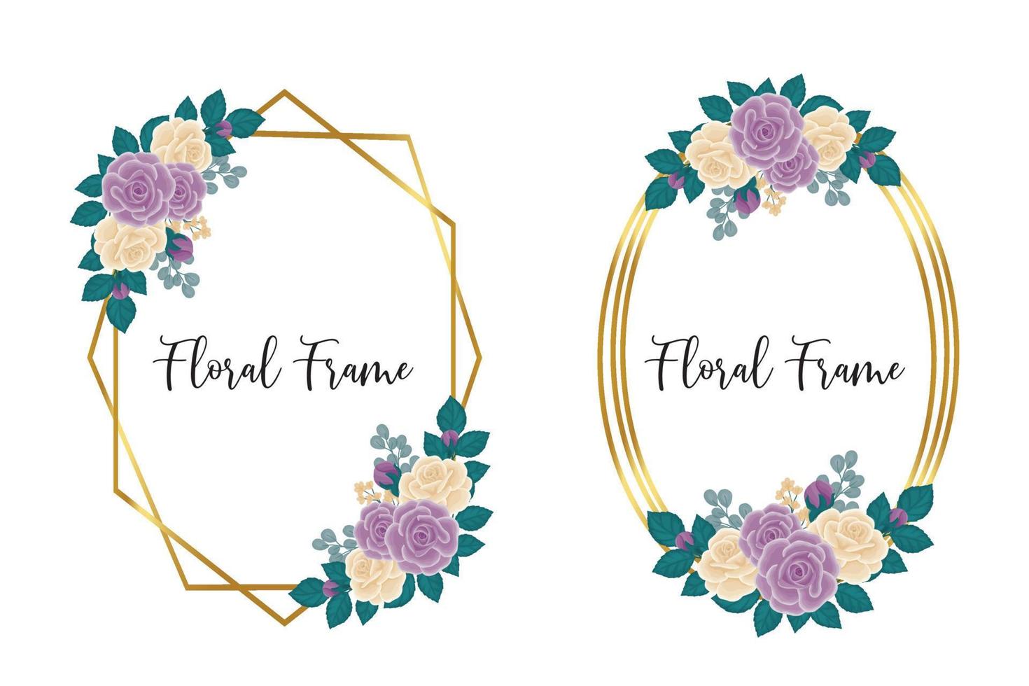Floral Frame Rose Flower Design Template, Digital watercolor hand drawn vector