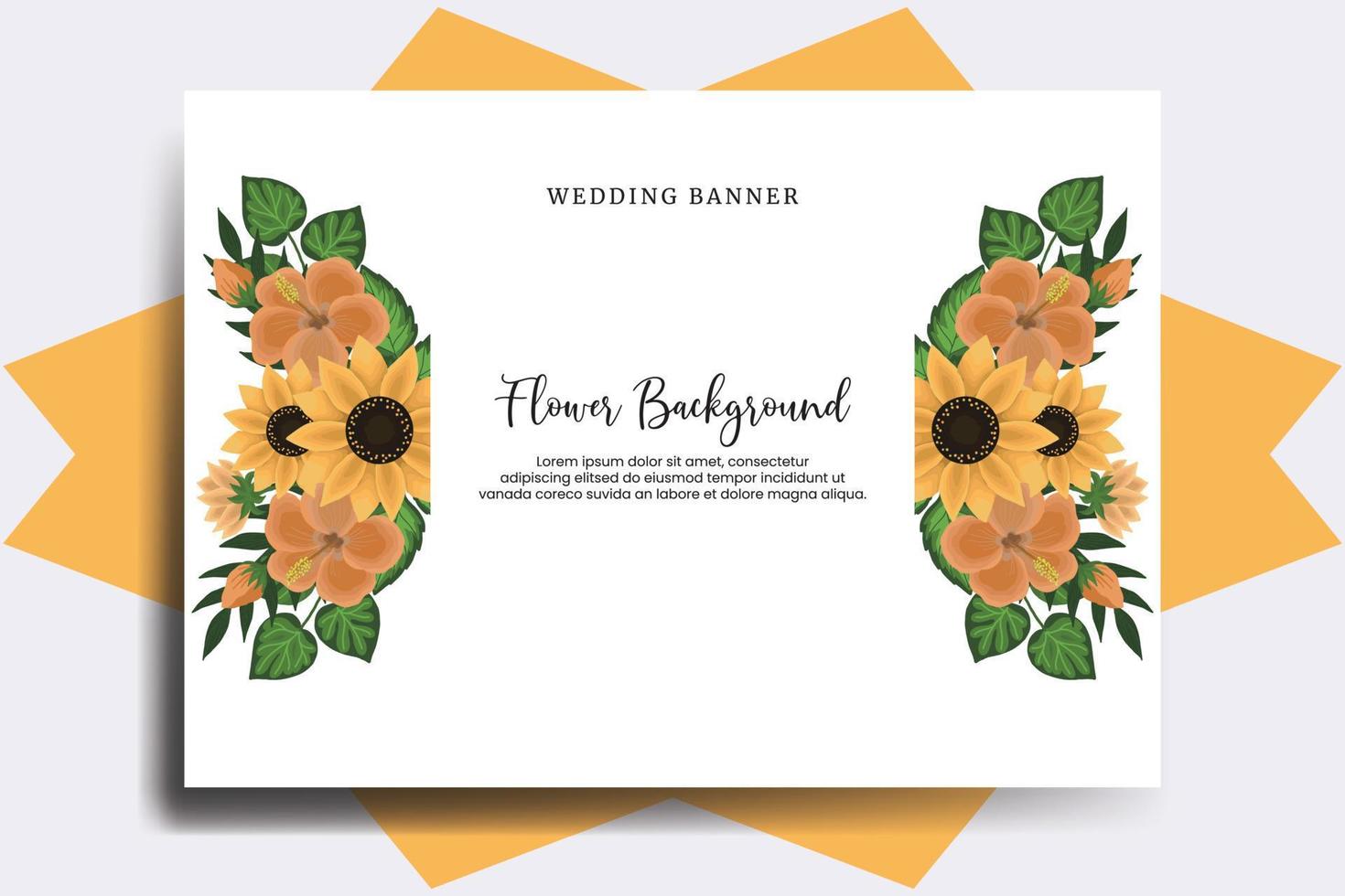 Wedding banner flower background, Digital watercolor hand drawn Sunflower design Template vector