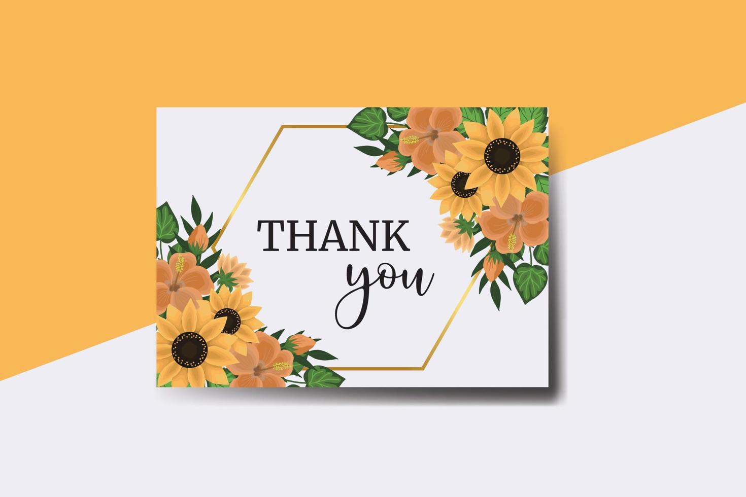 Thank you card Greeting Card Sunflower Design Template vector