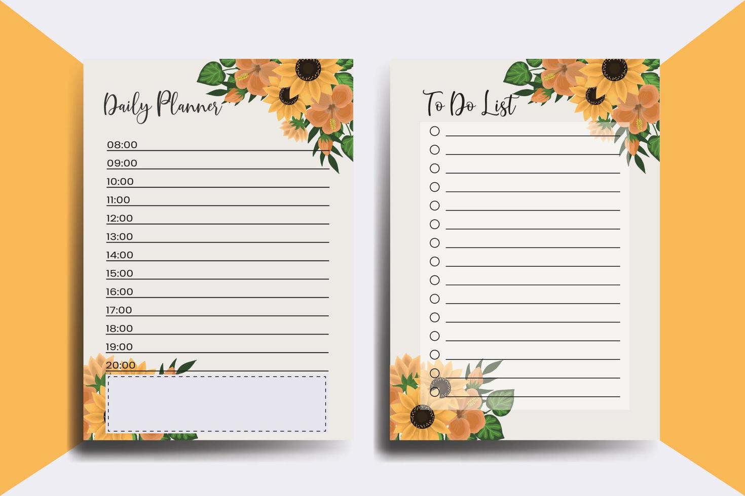 Planner To Do List Sunflower Flower Design Template vector