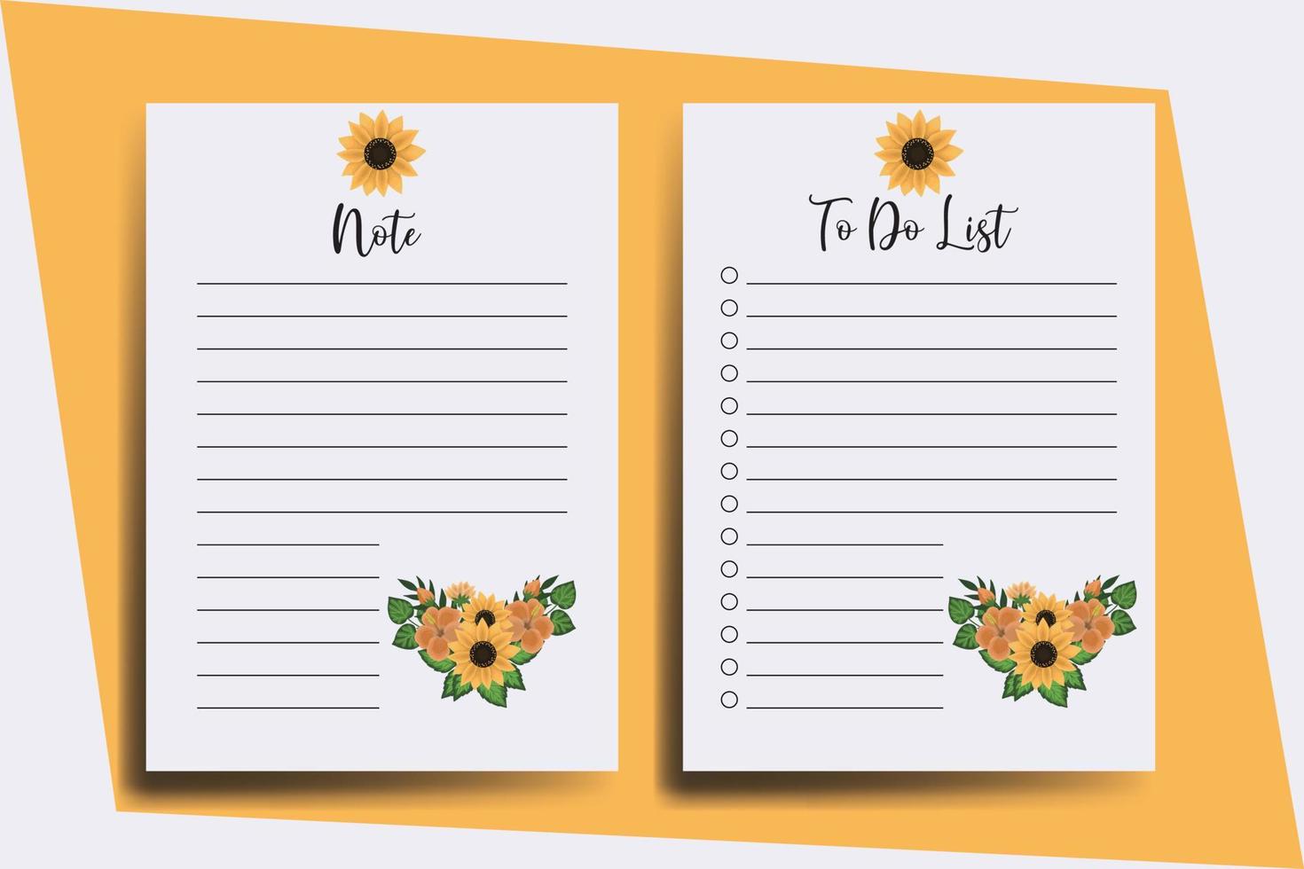 To do list Planner template Sunflower Design vector