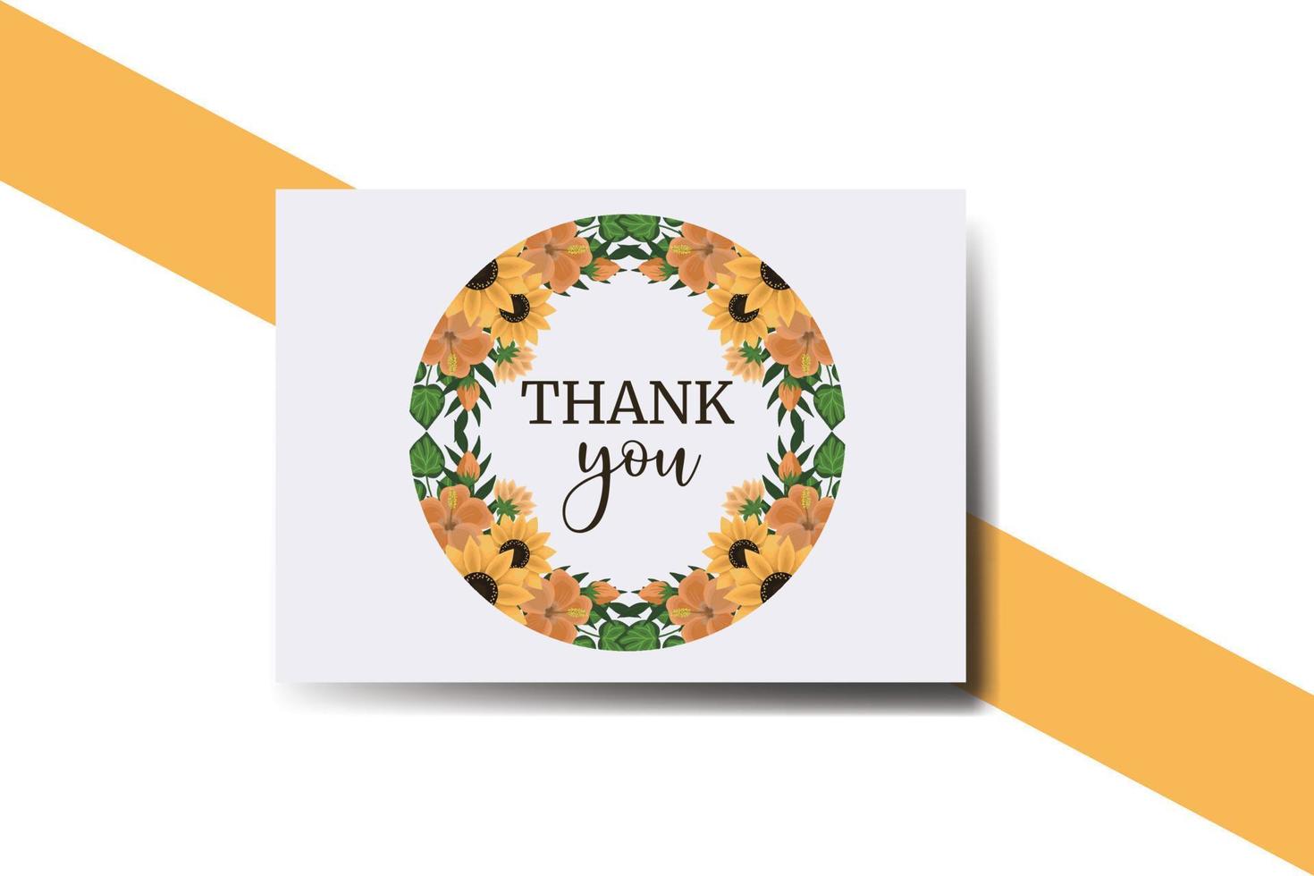Thank you card Greeting Card Sunflower Design Template vector