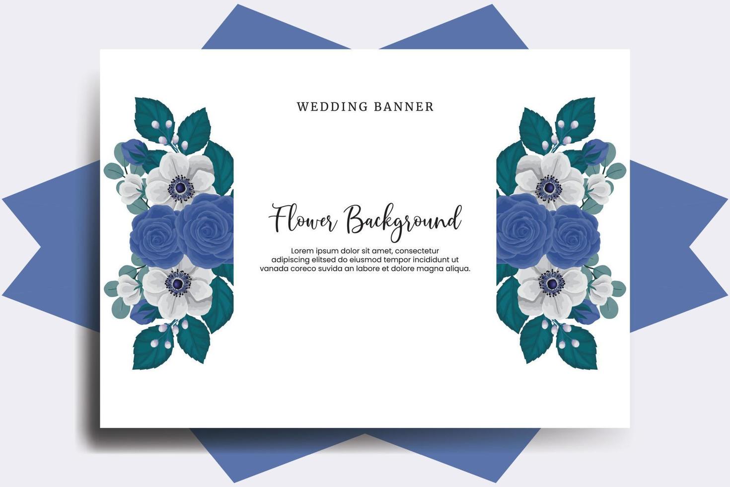 Wedding banner flower background, Digital watercolor hand drawn Blue Rose Flower design Template vector