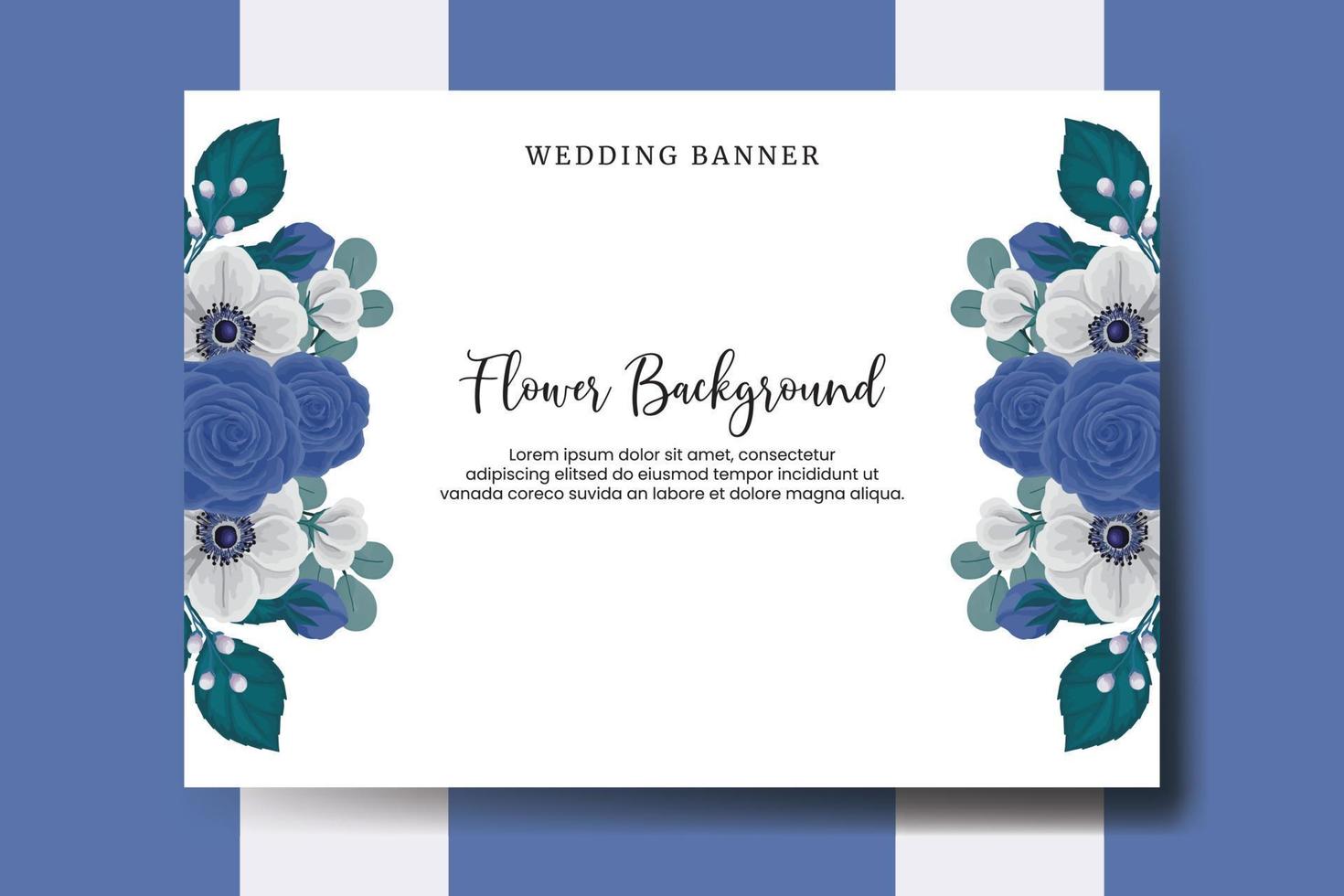 Wedding banner flower background, Digital watercolor hand drawn Blue Rose Flower design Template vector