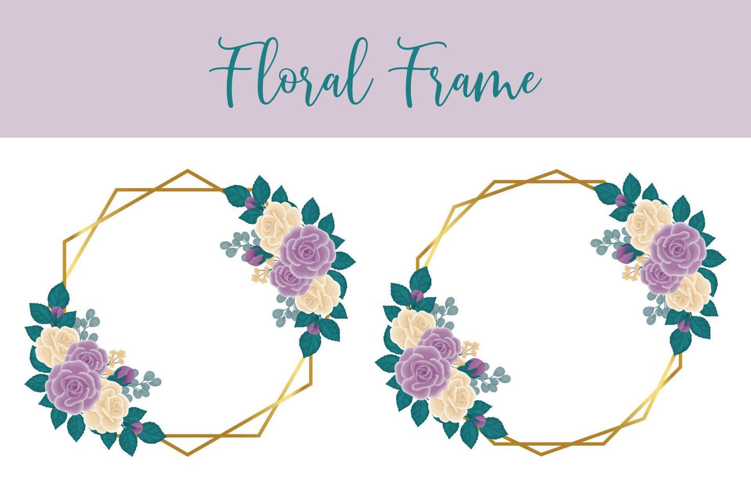 Floral Frame Rose Flower Design Template, Digital watercolor hand drawn vector