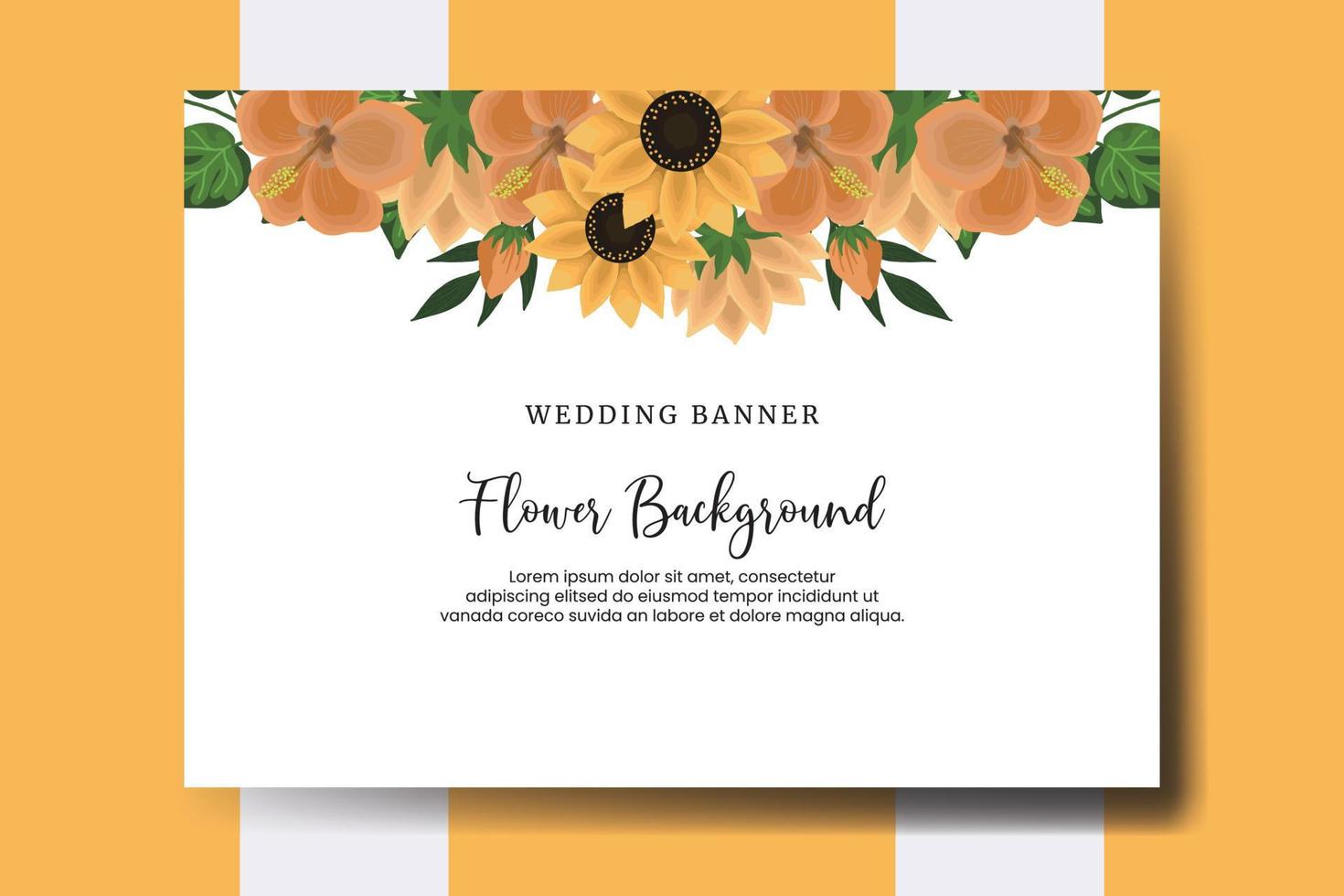 Wedding banner flower background, Digital watercolor hand drawn Sunflower design Template vector