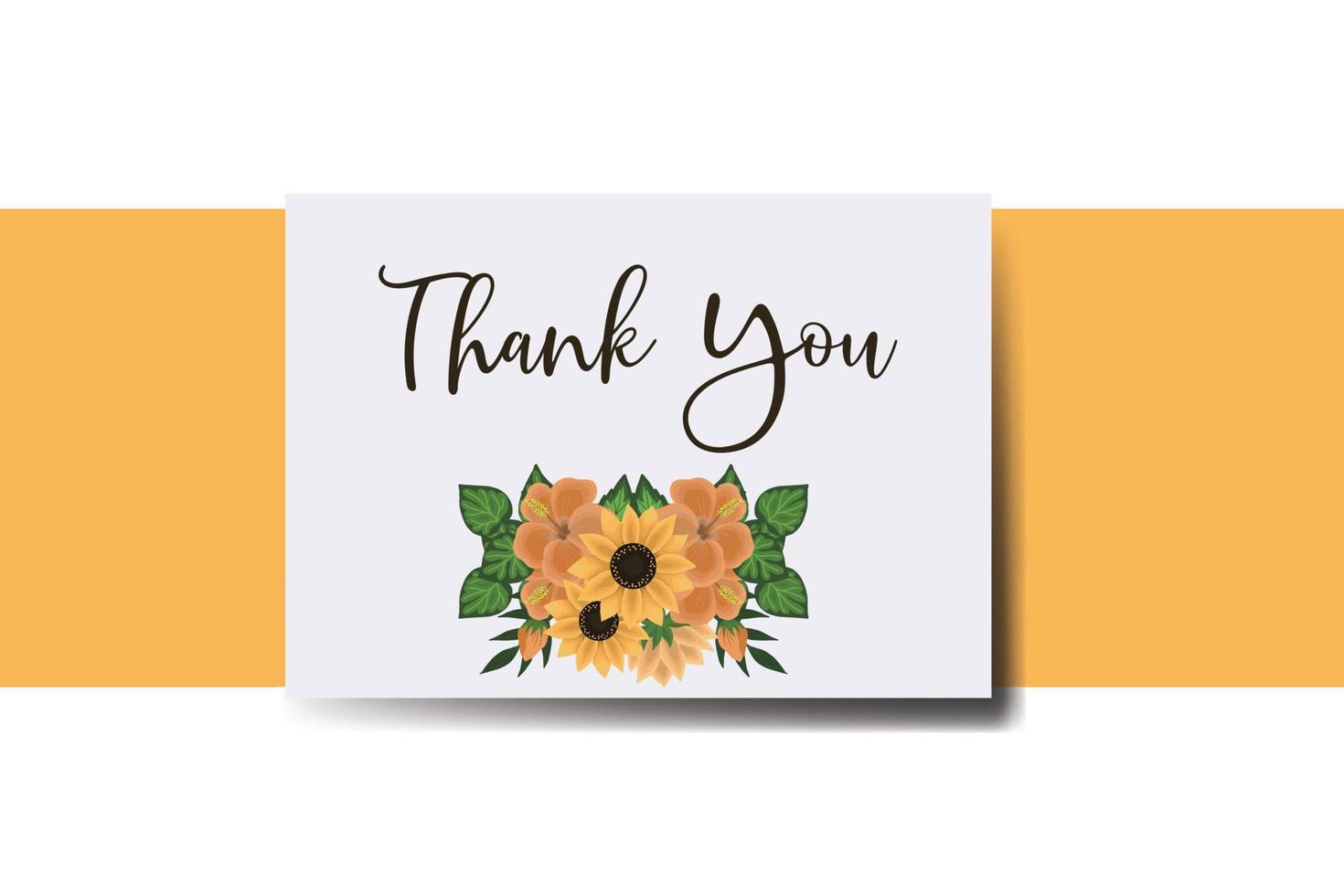 Thank you card Greeting Card Sunflower Design Template vector