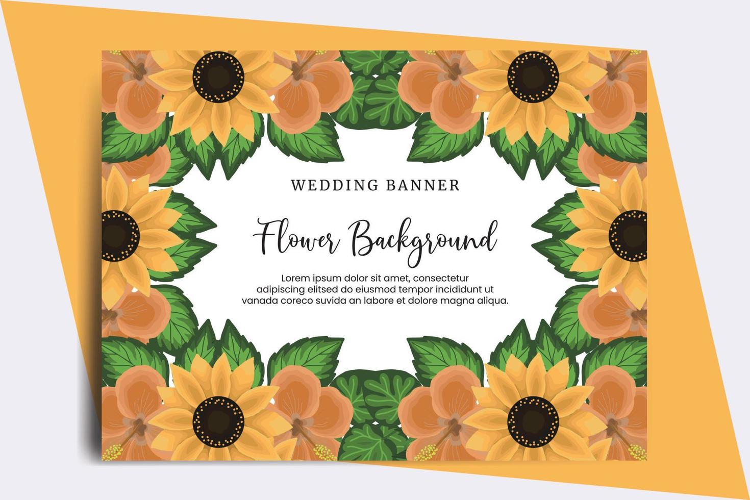 Wedding banner flower background, Digital watercolor hand drawn Sunflower design Template vector