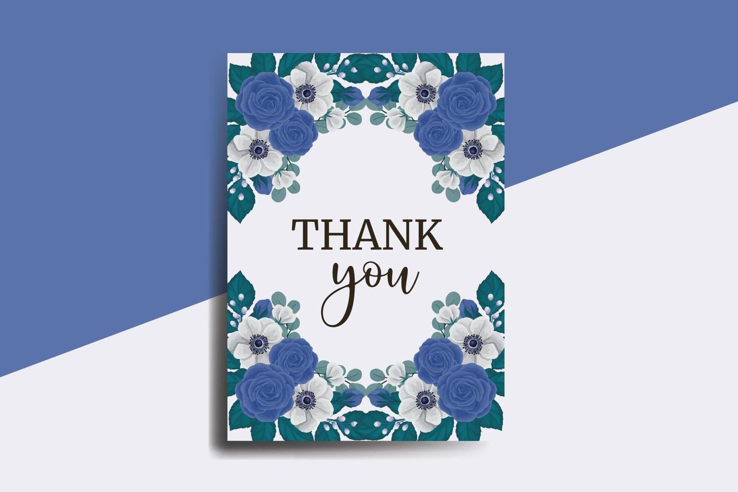 gracias usted tarjeta saludo tarjeta azul Rosa flor diseño modelo vector