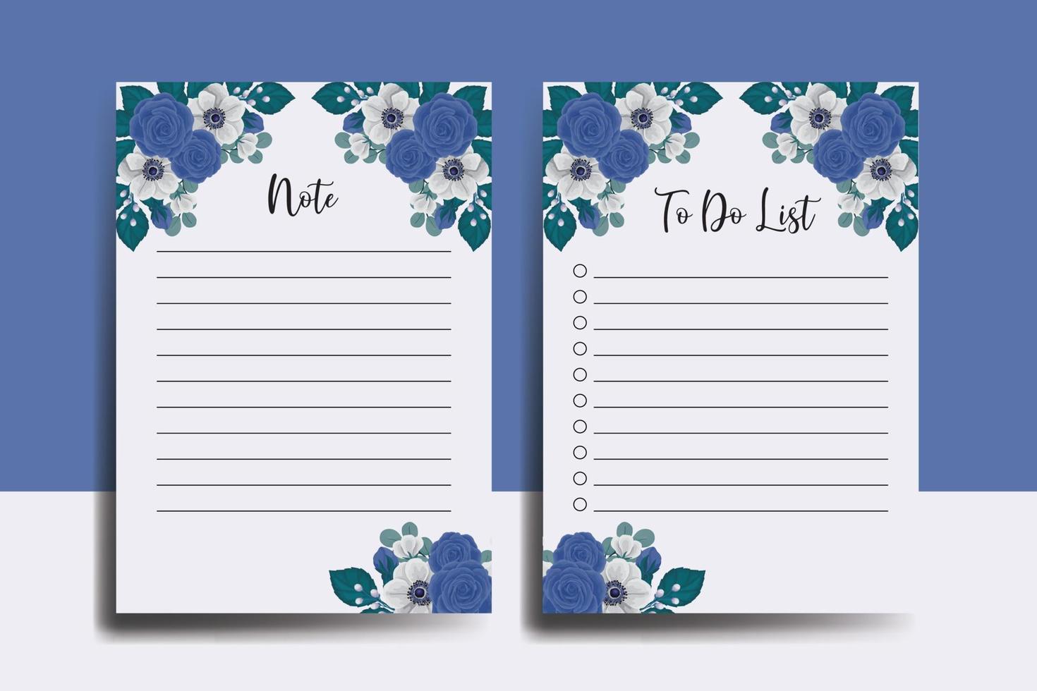 To do list Planner template Blue Rose Flower Design vector