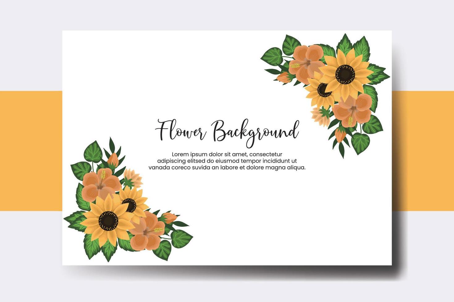 Wedding banner flower background, Digital watercolor hand drawn Sunflower design Template vector