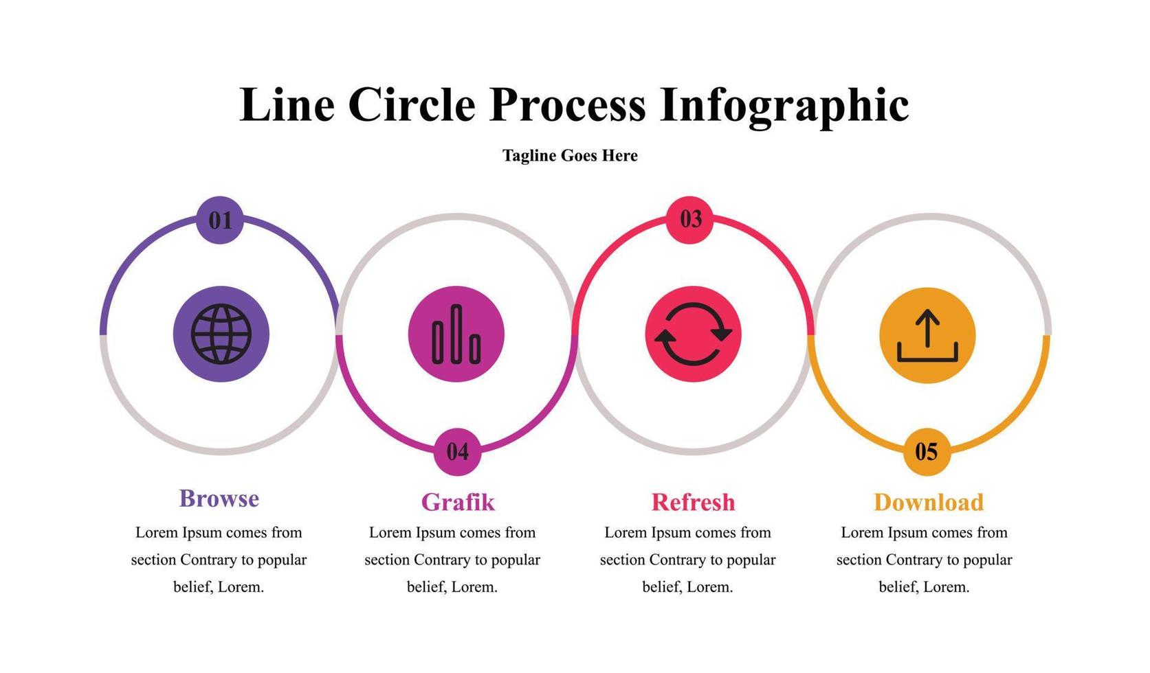 Line circle process infographic vector