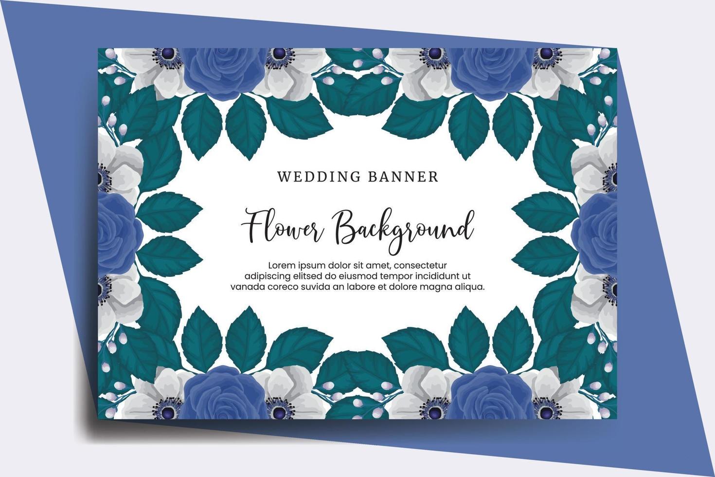 Wedding banner flower background, Digital watercolor hand drawn Blue Rose Flower design Template vector