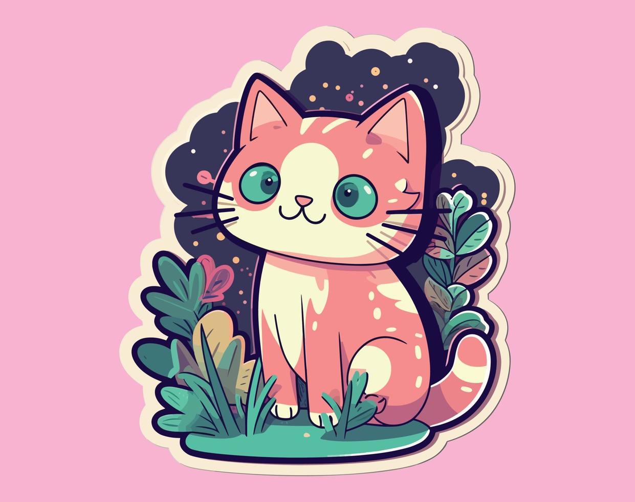 sticker design, cute cat, sticker, vector, colorful design vector