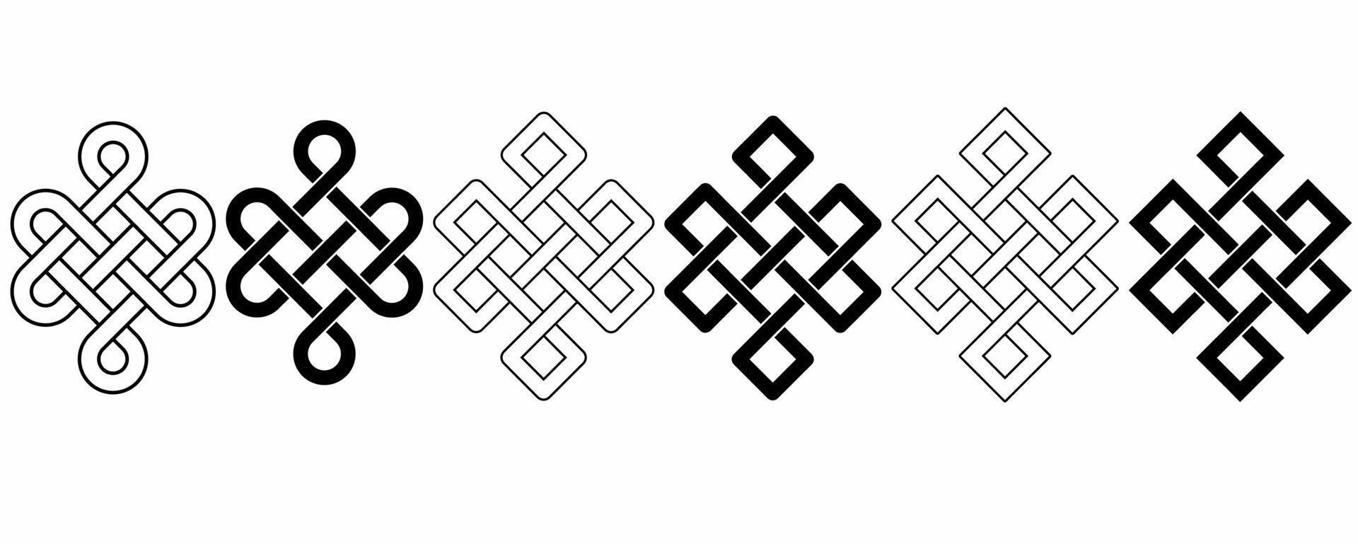 outline silhouette Mystical knot of longevity and health sign set isolated on white background vector