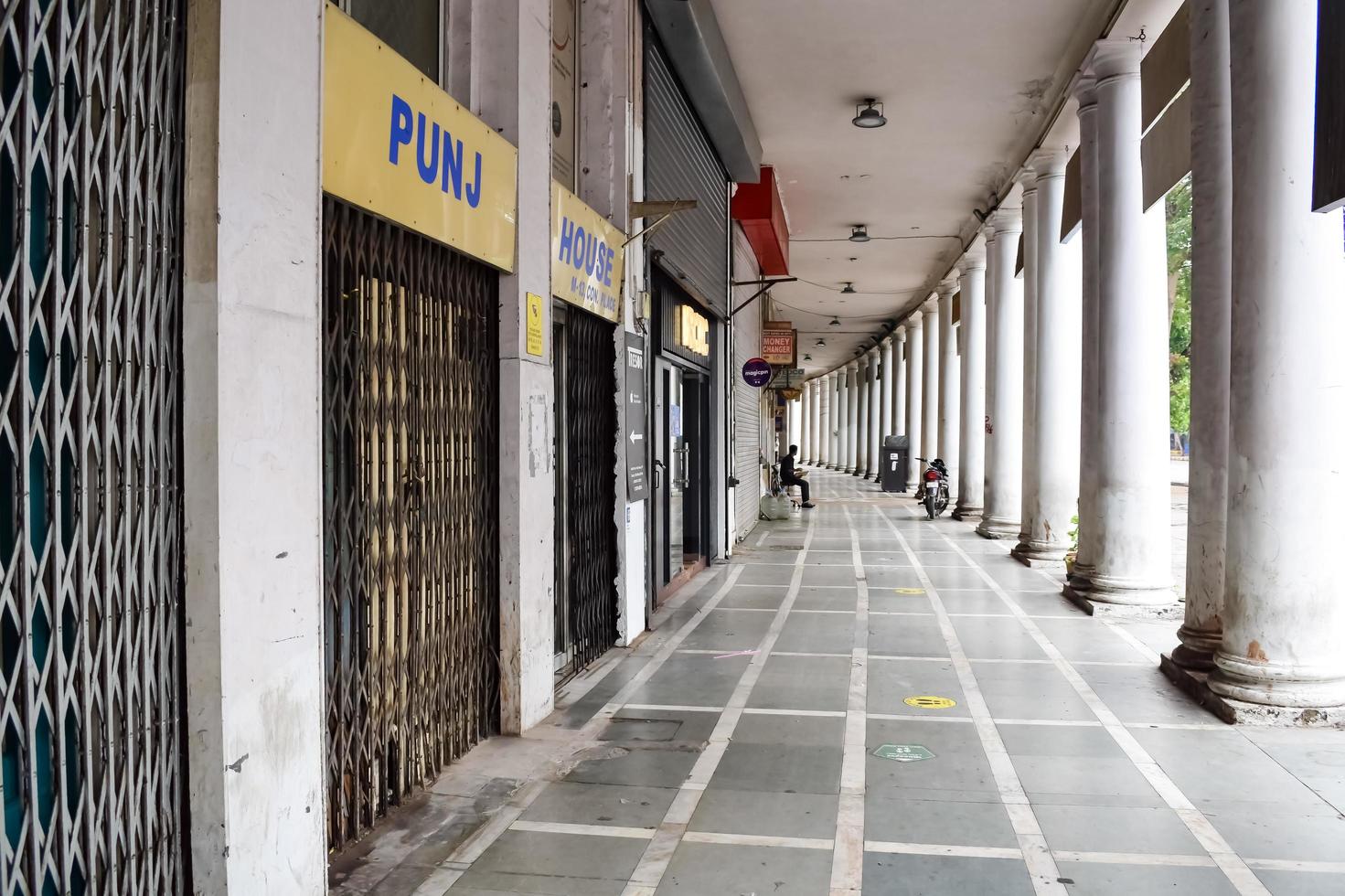 Delhi, India, March 31 2023 - Famous business district Connaught Place know as CP Delhi in the centre of New Delhi India with Offices, Banks and Shopping. British style architecture CP in Delhi, India photo