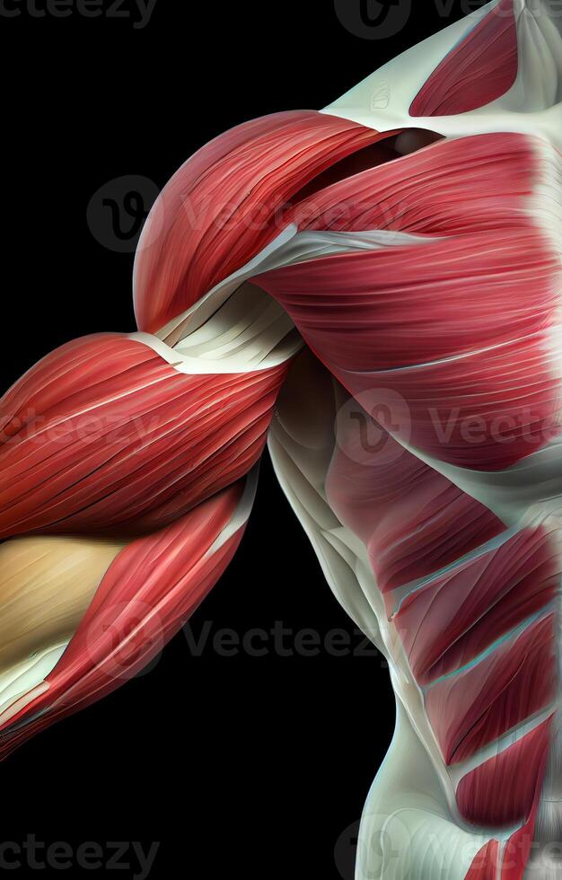 Anatomical view at biceps muscle, created with photo