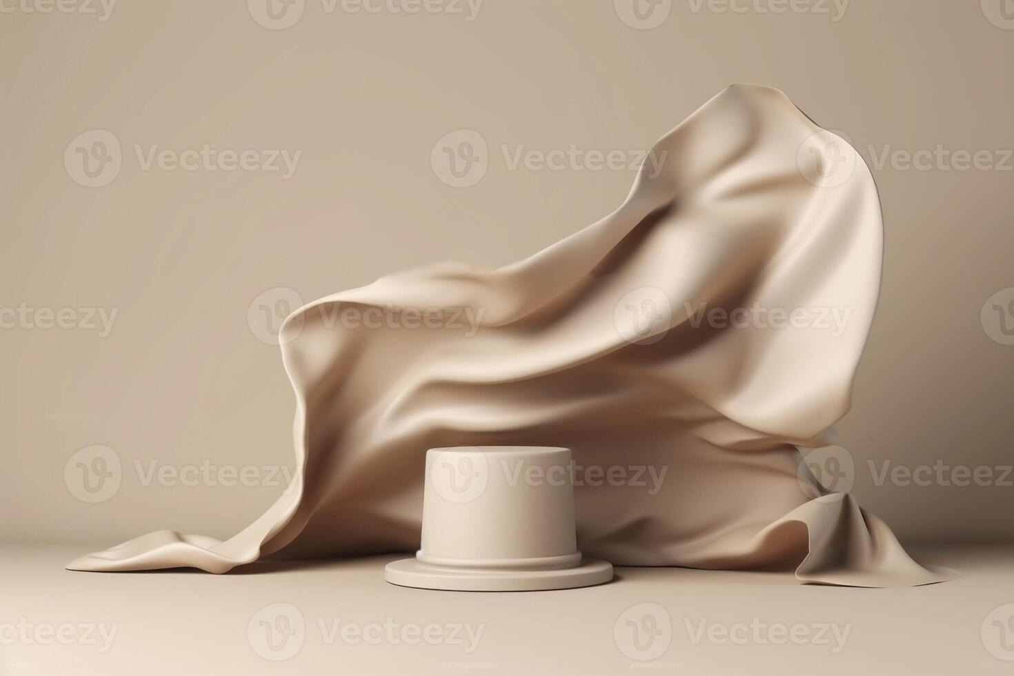 beige podio con volador suave seda, creado con generativo ai foto