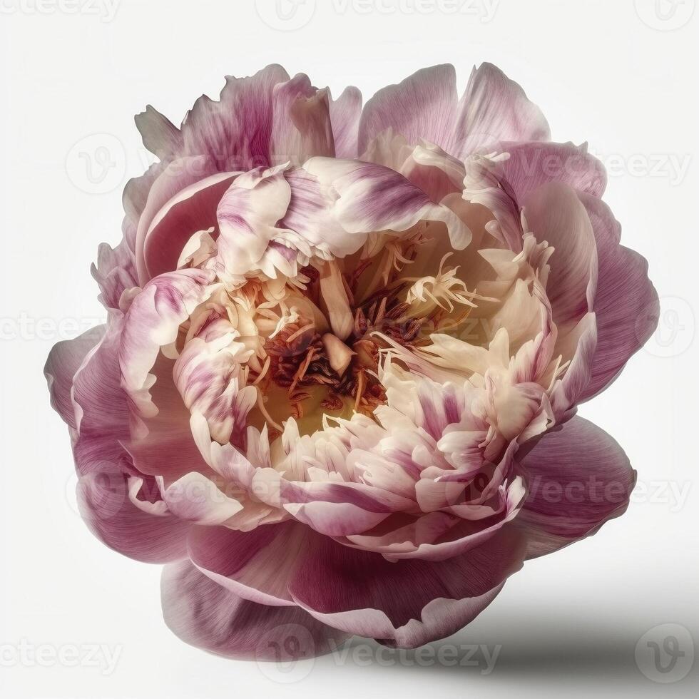 Peony flower head on white background, created with photo