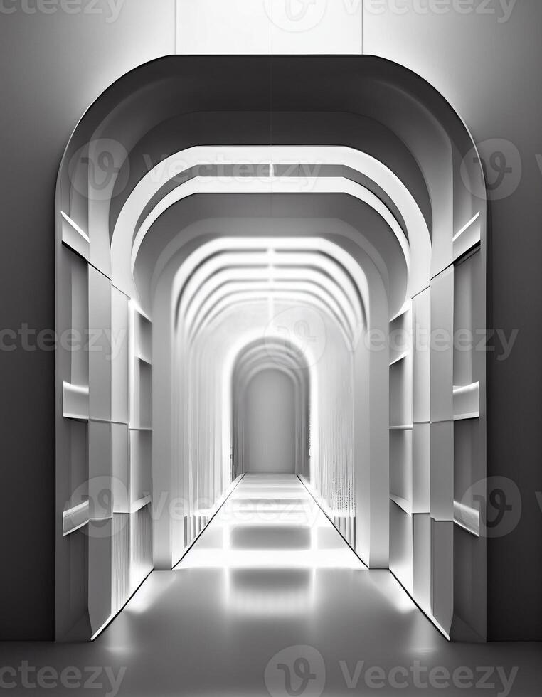 Illuminated white coridor, created with photo