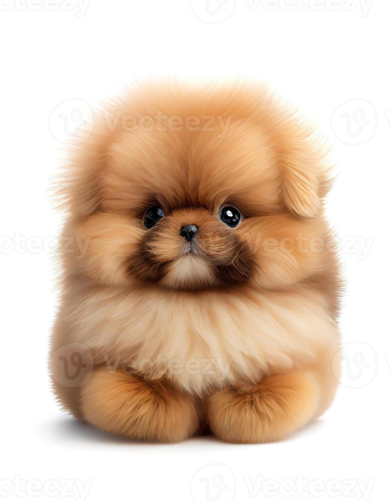 Fluffy small baby dog plush toy on white background, created with  generative AI 23007375 Stock Photo at Vecteezy