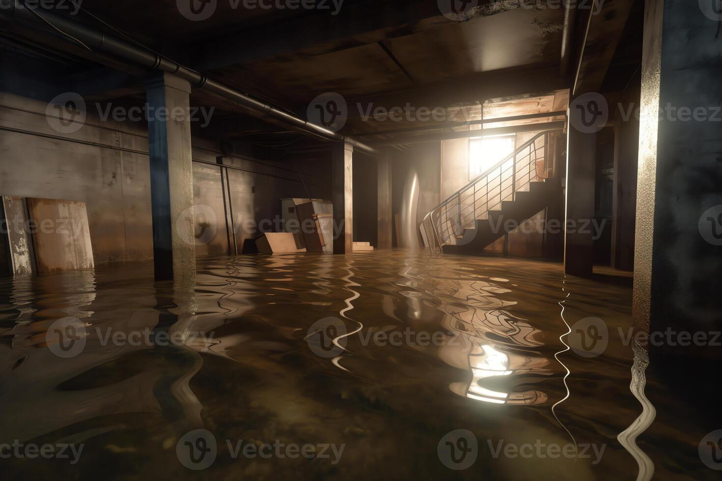 inundado sucio cava 3d representación. ai generado foto