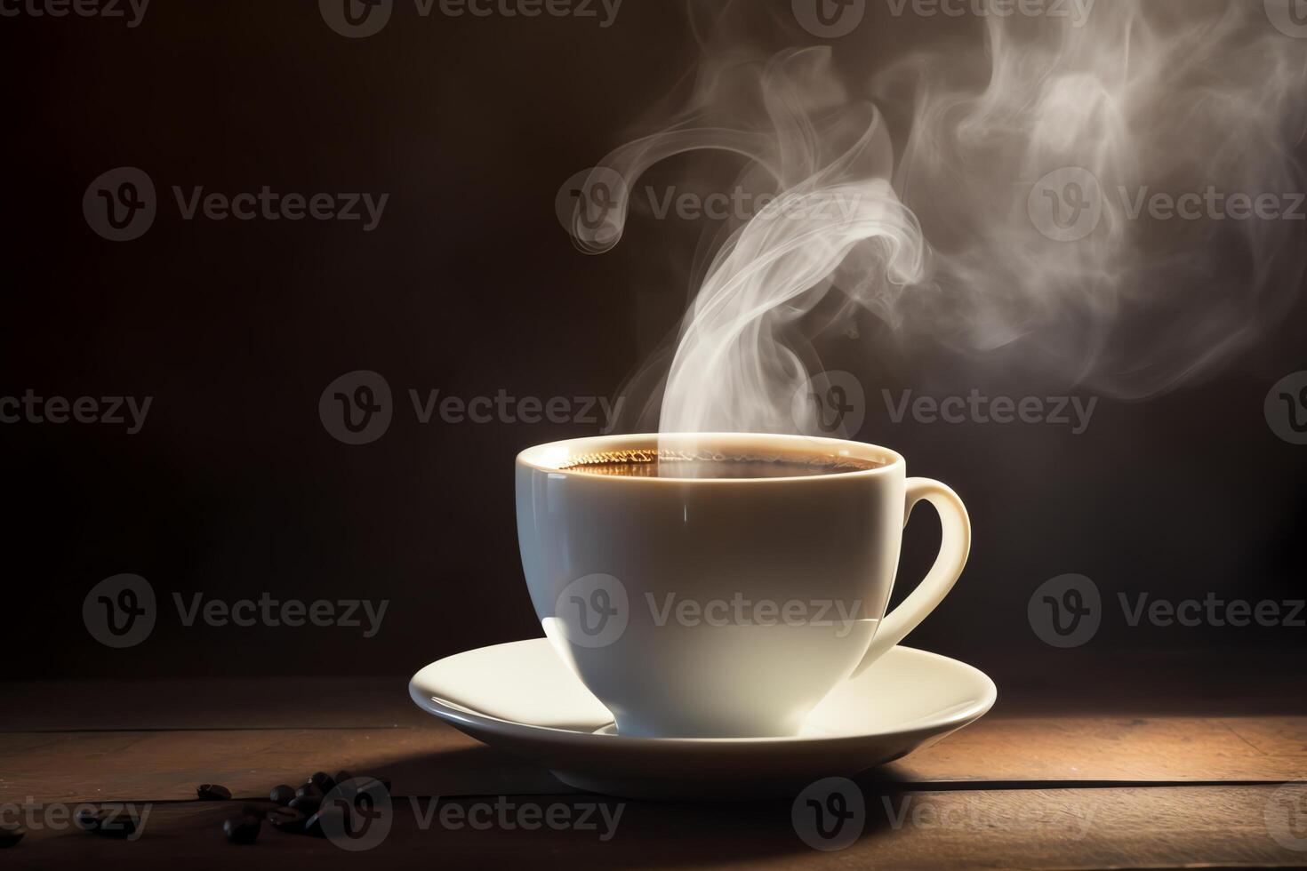 Steaming hot cup of coffee. photo