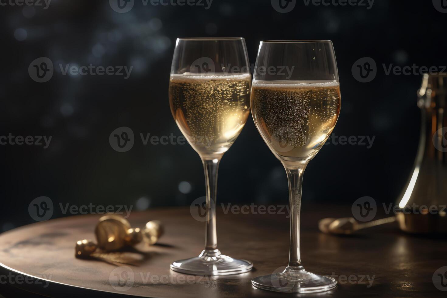 Two champagne glasses. photo