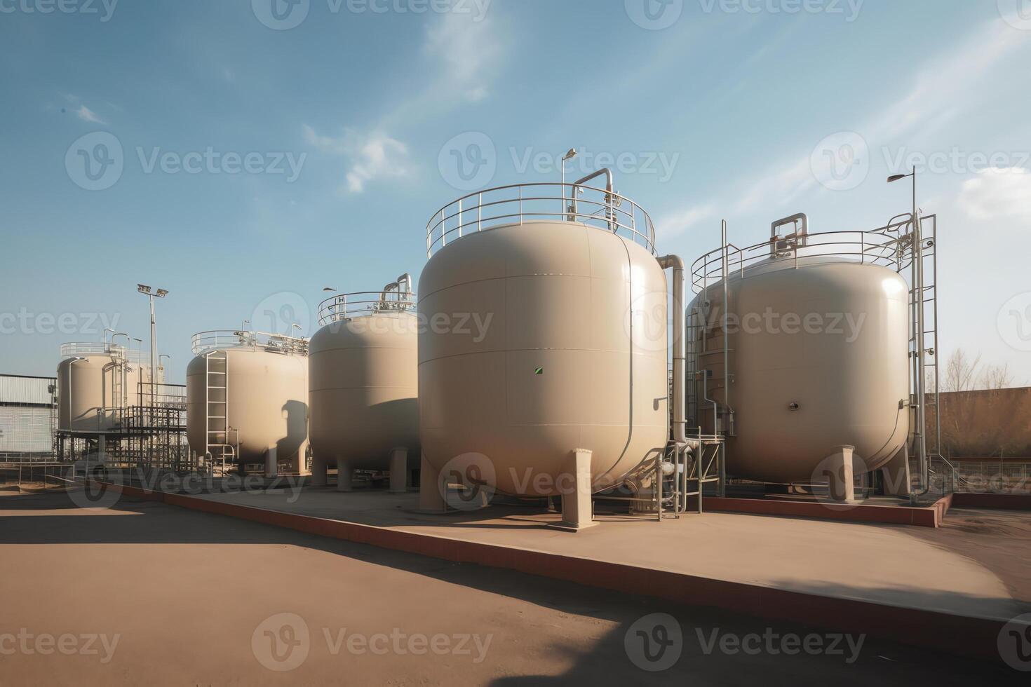 Hydrogen storage and production plant with spherical tanks and BPVC equipment. photo