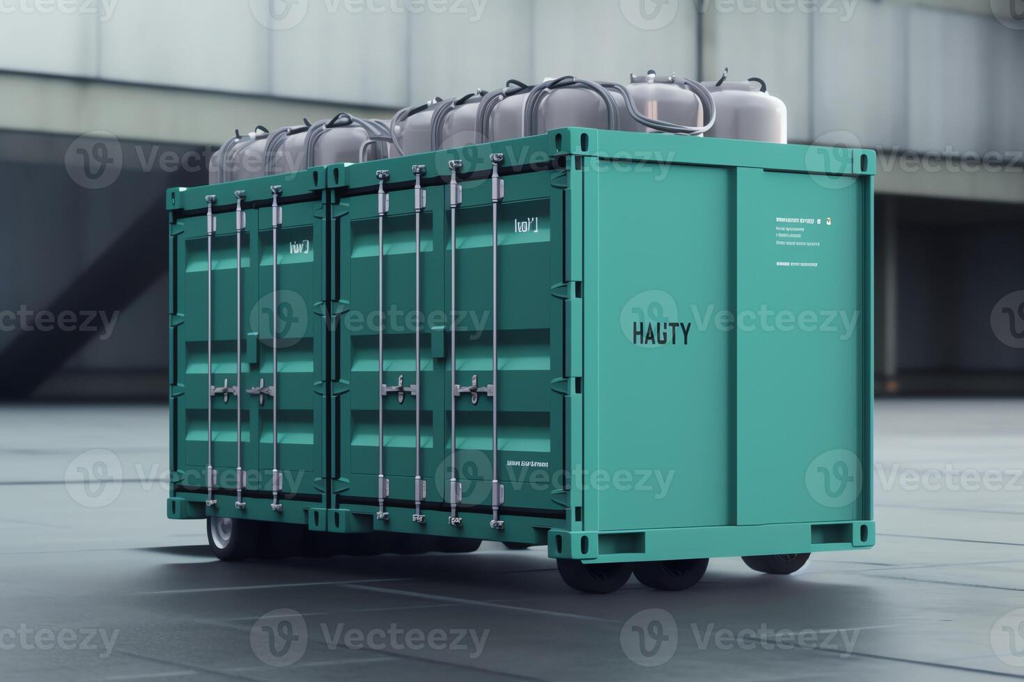 Energy storage. Hydrogen powered battery container unit. photo